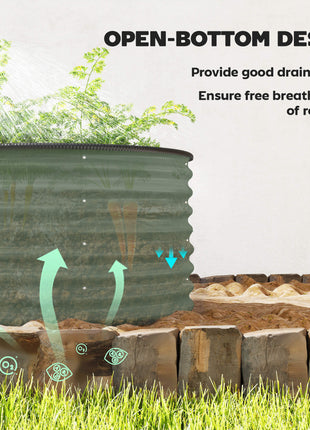Set of 2 Raised Garden Bed, Metal Planter Box with Safety Edging, Easy-to-assemble Stock Tank, Light Green