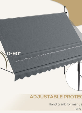 11.5' x 4' Manual Retractable Awning, Non-Screw Patio Awning, UV Resistant for Window or Door, Dark Gray