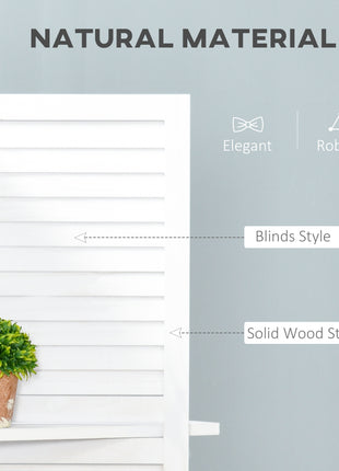 4 Panel 67" Tall Wood Privacy Screen Room Divider with 3 Shelves and Folding Storage for Bedroom, White