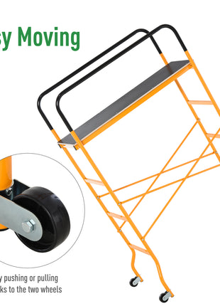 4-Step Steel 4.6 x 2 x 6 ft. Scaffold 2 Wheels Free Moving for Indoor & Outdoor Decoration Anti-Skid, 440 Pound Capacity