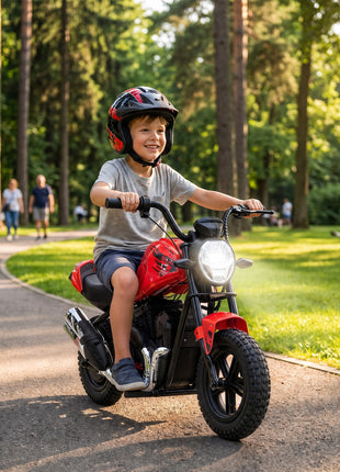 24V Kids Electric Motorcycle with 180W Motor, 12" Rubber Tires, Up to 11MPH, Twist Throttle for Ages 6-12, Red