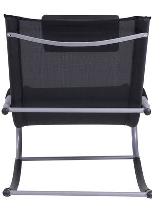 Zero Gravity Rocking Chair Outdoor Chaise Lounge Chair Recliner Rocker with Detachable Pillow and Weather-Fighting Fabric for Patio, Deck, Pool, Black