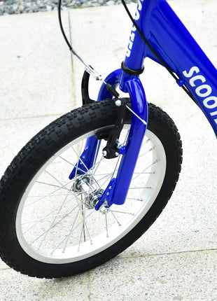 Youth Scooter Kick Scooter for Kids 5+ with Adjustable Handlebar 16" Front and 12" Rear Dual Brakes Inflatable Wheels, Blue