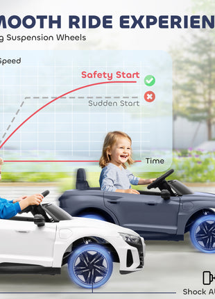 12V Licensed Audi RS E-tron GT Kids Ride on Car with Remote Control, Suspension, Horn, Music, Lights, Gray