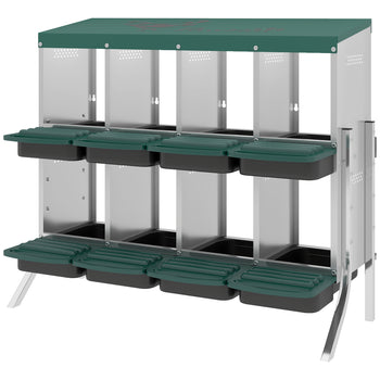 Chicken Nesting Boxes, 8 Compartment Metal Nesting Boxes for Chickens, Two-Tier Egg Laying Boxes with Vented Holes