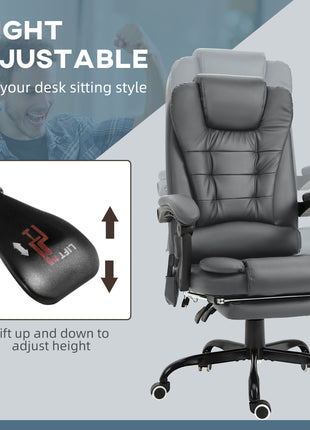 7-Point Vibrating Massage Office Chair High Back Massaging Office Desk Chair with Lumbar Support, Footrest, Gray
