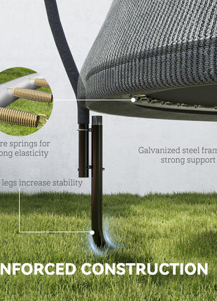 8ft Outdoor Trampoline with Net Enclosure, Curved Poles and Safety Pad, ASTM Approved, Black