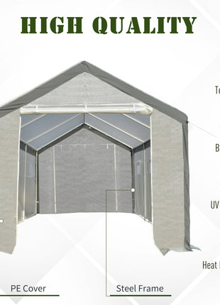 20' x 10' x 9' Walk-in Greenhouse, Outdoor Garden Warm Hot House with 6 Roll-up Windows, 2 Zippered Doors and Weather Cover, White