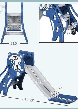 Slide for Kids with Basketball Hoop for Indoor Use, Easy Set Up Baby Slide for Kids 18-36 Months, Blue