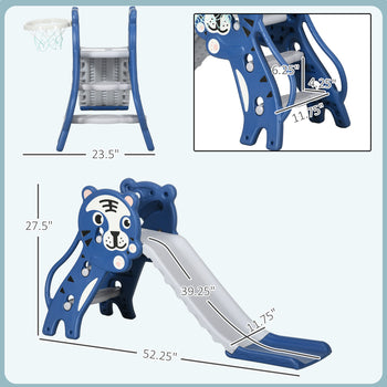Slide for Kids with Basketball Hoop for Indoor Use, Easy Set Up Baby Slide for Kids 18-36 Months, Blue