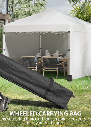 10' x 10' Pop Up Canopy Tent with 3 Sidewalls, Leg Weight Bags and Carry Bag, Height Adjustable, Instant Party Tent Event Shelter Gazebo for Garden, Patio, Cream