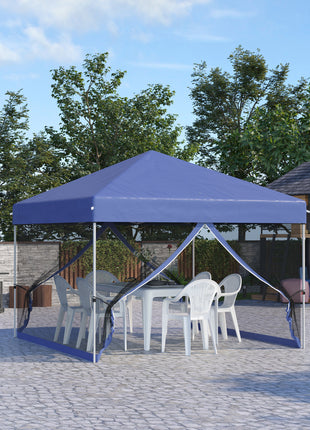 10' x 10' Pop Up Canopy Tent, Tents for Parties with Wheeled Carry Bag, Screen House Room, Height Adjustable Portable Gazebo, for Outdoor, Garden, Patio, Blue