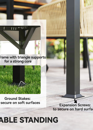 10' x 10' Outdoor Patio Gazebo, Soft Top Gazebo Canopy Shelter with Curtains, Netting, Steel Frame, Hook, Khaki