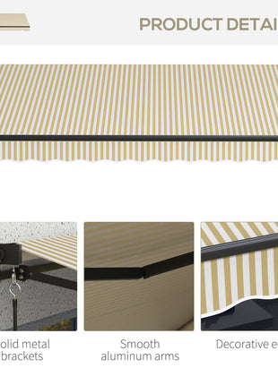 12' x 10' Retractable Awning, 280gsm UV Resistant Sunshade Shelter for Deck, Balcony, Yard, Beige and White