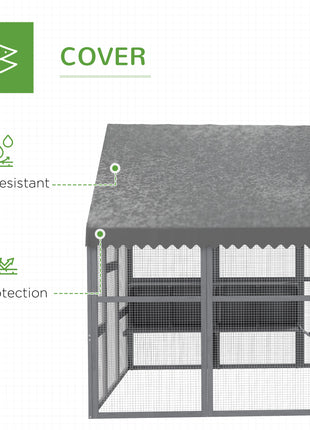9' x 6' x 6' Large Chicken Coop with Nesting Box, Water-Resistant and Anti-UV Cover for 8-12 Chickens, Gray