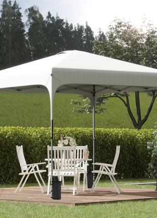 8' x 8' Pop Up Canopy Tent with Wheeled Carry Bag and 4 Sand Bags, Instant Sun Shelter, Tents for Parties, Height Adjustable, for Outdoor, Garden, Patio, White