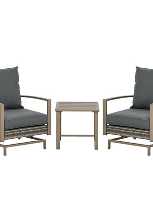 Patio Bistro Set, Porch Furniture with Soft Cushions and Rocking Function for Yard, Lawn, Porch, Dark Gray