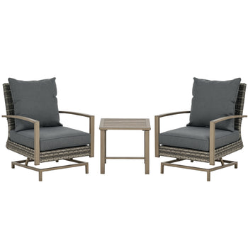 Patio Bistro Set, Porch Furniture with Soft Cushions and Rocking Function for Yard, Lawn, Porch, Dark Gray