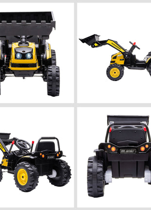 6V Kids Rechargeable Battery Powered Truck with Adjustable Bucket, High/Low Speed Realistic Sound, Yellow
