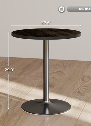 Round Dining Table for 2-4 People, Small Kitchen Table with Wood Grain Top, Black