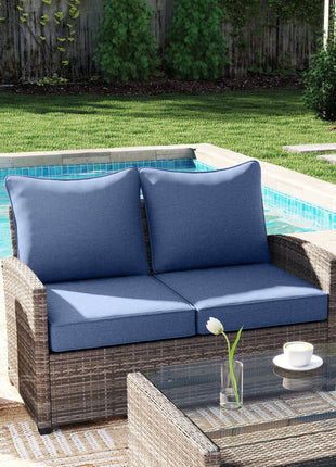 Patio Chair Cushions Set of 2 with Seat & Backrest, Fade Resistant Seat Replacement Cushion Set, Blue