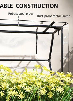 Elevated Garden Box with Greenhouse Cover, Raised Garden Bed with Legs and Drainage Hole for Vegetables, Black
