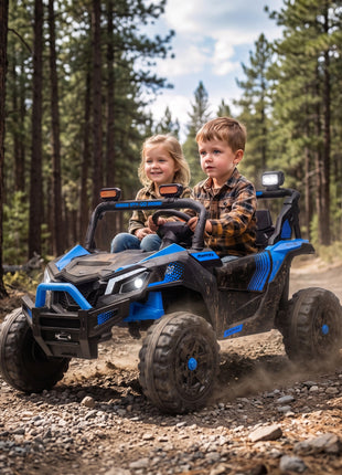 24V 2 Seater Ride On Truck Car for Big Kids with Remote Control, Dual Motors, 4-Wheel Suspension for Ages 3-8, Blue