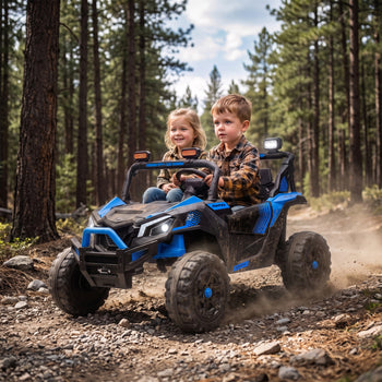 24V 2 Seater Ride On Truck Car for Big Kids with Remote Control, Dual Motors, 4-Wheel Suspension for Ages 3-8, Blue