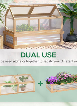 48" x 24" x 32.25" Elevated Planting Beds Garden Wooden Cold Frame Greenhouse Flower Planter Protection Wood