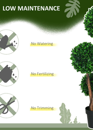 3.5ft Artificial Tree, Triple Ball Boxwood Topiary with Pot and Sandalwood Leaves, for Indoor Outdoor Home
