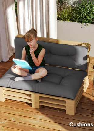 2 Seater Pallet Cushions Outdoor 3.9" Thick Replacement Cushions - Tufted Design for Garden, Patio, Black