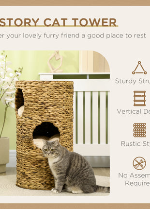 Elevated Cat Bed with Hideaways, 3 Story Kitty Tower for Indoor Cats