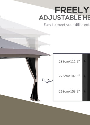 13' x 13' Pop Up Gazebo Instant Canopy Tent Shelter with 2-Tier Roof, Carry Bag, Wight Bags for Outdoor, Garden, Gray