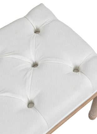 46" Linen Upholstered Bedroom Bench, French End of Bed Bench with Thick Padded Cushion and Wooden Legs, Cream White