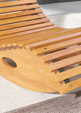 Outdoor Rocking Chair w/ Slatted Seat, Wooden Rocking Chair, 51.25" x 23.5" x 23.5", Teak