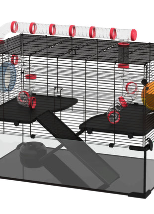 31" Hamster Cage with Tube and Tunnel, Deep Glass Bottom