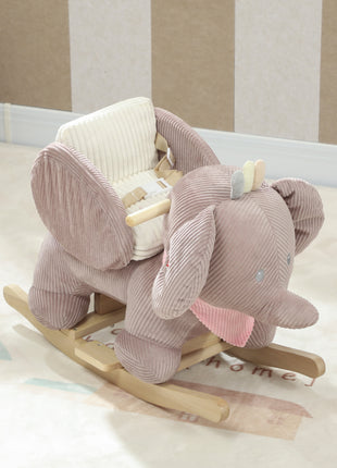 Baby Rocking Horse with Seat, Kids Ride On Toy with Realistic Elephant Sound and Safety Belt for 18 to 36 Months, Pink