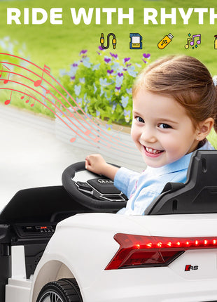 Licensed Audi RS e-tron GT 12V Ride On Car Truck for Kids, Electric Car Ride On Vehicle w/Parent Remote Control, Music, Lights, for Toddlers, White