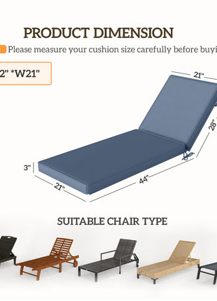 2-Piece Patio Chair Cushions with Backrests, Replacement Cushions for Outdoor Lounge Chair, Sky Blue