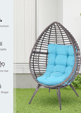 Rattan Egg Chair with Cushion, Sky Blue