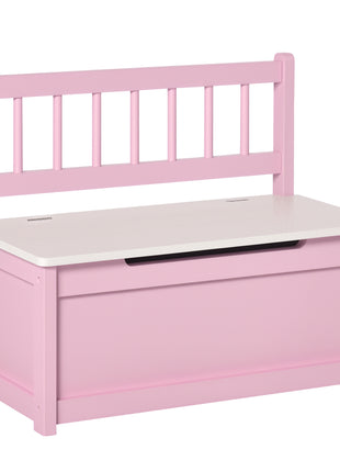 Toy Box Chest, Kids Storage Bench with Large 27 L Interior, Toy Organizer with Top Lid, and Backrest, Kids Bedroom Furniture for Nursery Room, Playroom, Bedroom, 24" x 12" x 20", Pink