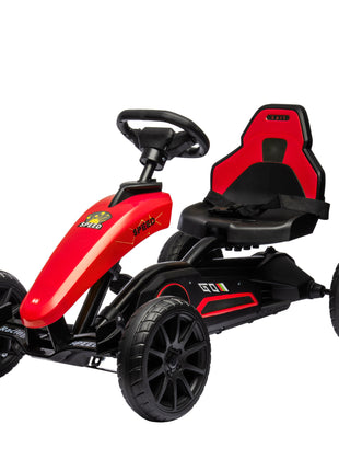 Kids Pedal Go Kart w/ Swing Axle, Shock-Absorbing Wheels, Red