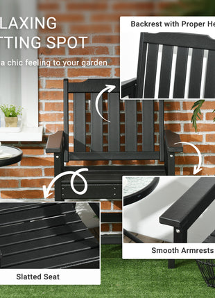 2 Piece All-Weather Patio Chairs, HDPE Patio Dining Chair Set, Heavy Duty Wood-Like Outdoor Furniture, Black