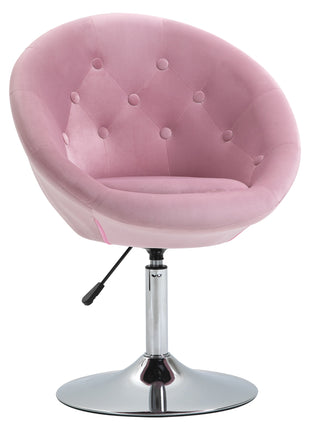 Modern Makeup Vanity Chair Round Tufted Swivel Accent Chair with Chrome Frame Height Adjustable, Pink