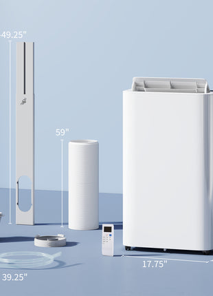 12000 BTU Portable Air Conditioner with Remote Control, Free Standing AC Unit with Built-in Cool, Dehumidifier, Fan Modes for Room Up to 550 Sq.Ft., 24 Hour Timer, Window Installation Kit