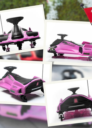 12V Electric Drifting Go Kart w/ Slow Start, Music, Lights, Pink