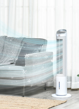 40" Portable Oscillating Air Cooler Fan for Home Office, 3-In-1 Standing Ice Floor Fan with Humidifier, 3 Modes, 3 Speeds, 8H Timer, Remote, LED Display, White