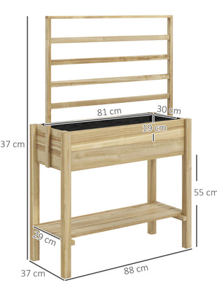Wooden Raised Garden Bed with Trellis, Outdoor Planter Box with Storage Shelf for Vegetables, Flowers, Herbs