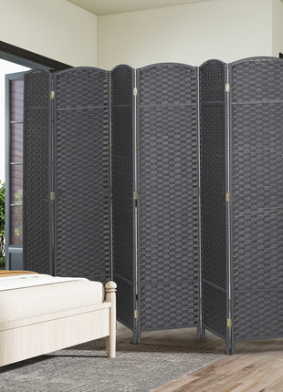 Folding Room Divider Screen 6 Panel 5.6' Tall Privacy Screen Freestanding Room Partition for Home Office, Charcoal Gray