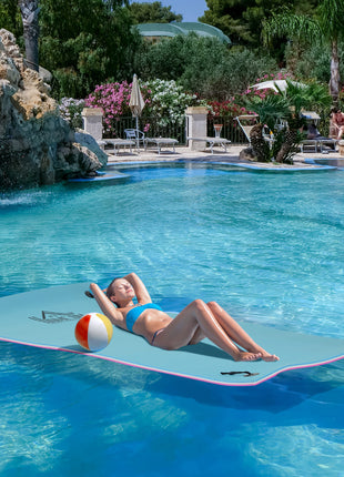 10' x 5' Floating Water Mat, 3-Layer Swimming Pool Float, XPE Foam, Tear Resistant Mesh Layer, Portable Foam Raft, Durable Water Activities Mat for Lake, Ocean, Beach, Pink